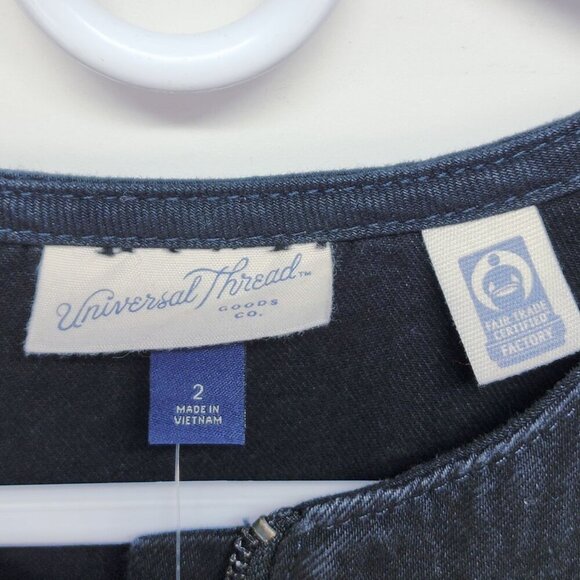 Universal Thread Womens Black Denim Sleeveless Jumpsuit Size 2  Overalls - Picture 3 of 12